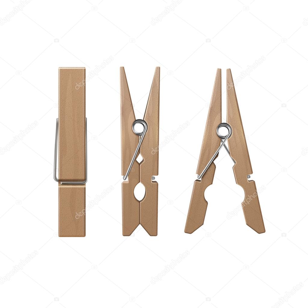 Set of Wooden Clothespins Pegs Front Side View Stock Vector by ©Zonda  125066526